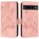 For Google Pixel 7 Pro Embossed Rose RFID Anti-theft Leather Phone Case(Pink) - 2