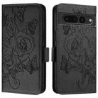 For Google Pixel 7 Pro Embossed Rose RFID Anti-theft Leather Phone Case(Black) - 2