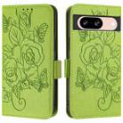 For Google Pixel 8 Embossed Rose RFID Anti-theft Leather Phone Case(Green) - 2