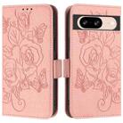 For Google Pixel 8 Embossed Rose RFID Anti-theft Leather Phone Case(Pink) - 2