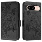 For Google Pixel 8 Embossed Rose RFID Anti-theft Leather Phone Case(Black) - 2