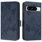 For Google Pixel 8 Pro Embossed Rose RFID Anti-theft Leather Phone Case(Dark Blue) - 2