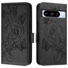 For Google Pixel 8 Pro Embossed Rose RFID Anti-theft Leather Phone Case(Black) - 2