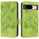 For Google Pixel 8a Embossed Rose RFID Anti-theft Leather Phone Case(Green) - 2