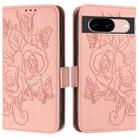 For Google Pixel 8a Embossed Rose RFID Anti-theft Leather Phone Case(Pink) - 2