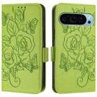 For Google Pixel 9 5G Embossed Rose RFID Anti-theft Leather Phone Case(Green) - 2