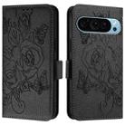 For Google Pixel 9 Pro 5G Embossed Rose RFID Anti-theft Leather Phone Case(Black) - 2