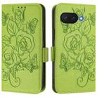 For Google Pixel 9a Embossed Rose RFID Anti-theft Leather Phone Case(Green) - 2