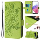 For Google Pixel 10 5G / 10 Pro 5G Global Embossed Rose RFID Anti-theft Leather Phone Case(Green) - 1