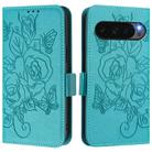 For Google Pixel 10 Pro XL 5G Global Embossed Rose RFID Anti-theft Leather Phone Case(Light Blue) - 2