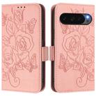 For Google Pixel 10 Pro XL 5G Global Embossed Rose RFID Anti-theft Leather Phone Case(Pink) - 2
