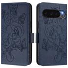 For Google Pixel 10 Pro XL 5G Global Embossed Rose RFID Anti-theft Leather Phone Case(Dark Blue) - 2