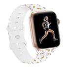 For Apple Watch SE 2023 44mm Butterfly Buckle Easter Printed Silicone Watch Band(Gourd White) - 1