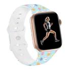 For Apple Watch SE 2023 44mm Butterfly Buckle Easter Printed Silicone Watch Band(Easter Eggs Blue) - 1