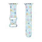 For Apple Watch SE 2023 44mm Butterfly Buckle Easter Printed Silicone Watch Band(Easter Eggs Blue) - 2