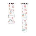 For Apple Watch SE 2023 44mm Butterfly Buckle Easter Printed Silicone Watch Band(Easter Eggs White) - 2