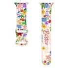 For Apple Watch SE 2023 40mm Butterfly Buckle Easter Printed Silicone Watch Band(Color Flowers) - 2