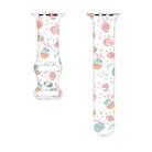 For Apple Watch Series 9 41mm Butterfly Buckle Easter Printed Silicone Watch Band(Easter Eggs White) - 2