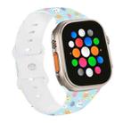 For Apple Watch Ultra 49mm Butterfly Buckle Easter Printed Silicone Watch Band(Easter Eggs Blue) - 1