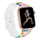 For Apple Watch Series 8 41mm Butterfly Buckle Easter Printed Silicone Watch Band(Color Flowers) - 1