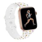 For Apple Watch Series 8 45mm Butterfly Buckle Easter Printed Silicone Watch Band(Gourd White) - 1