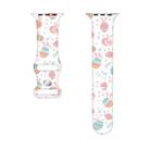 For Apple Watch SE 2022 44mm Butterfly Buckle Easter Printed Silicone Watch Band(Easter Eggs White) - 2
