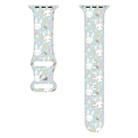 For Apple Watch Series 7 45mm Butterfly Buckle Easter Printed Silicone Watch Band(Bunny Light Green) - 2
