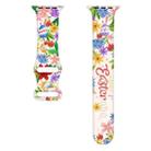 For Apple Watch Series 7 45mm Butterfly Buckle Easter Printed Silicone Watch Band(Color Flowers) - 2