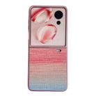 For Honor Magic V Flip Illusory Color Leather Texture PC Phone Case(Pink) - 1