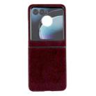 For Motorola Razr 50 Mink Plush PC Phone Case(Wine Red) - 1