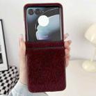 For Motorola Razr 50 Mink Plush PC Phone Case(Wine Red) - 2