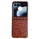 For Motorola Razr 50 Impression Flower Pattern Protective Phone Case(Brown) - 1