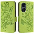 For OPPO A1 Pro 5G / Reno8 T 5G Global Embossed Rose RFID Anti-theft Leather Phone Case(Green) - 2