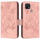 For OPPO A15 / A15s / A35 2021 Embossed Rose RFID Anti-theft Leather Phone Case(Pink) - 2