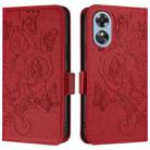 For OPPO A17 4G Global / A17k Embossed Rose RFID Anti-theft Leather Phone Case(Red) - 2