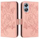 For OPPO A17 4G Global / A17k Embossed Rose RFID Anti-theft Leather Phone Case(Pink) - 2