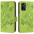 For OPPO A36 4G / A76 4G / A96 4G / K10 4G Embossed Rose RFID Anti-theft Leather Phone Case(Green) - 2