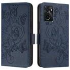 For OPPO A36 4G / A76 4G / A96 4G / K10 4G Embossed Rose RFID Anti-theft Leather Phone Case(Dark Blue) - 2