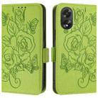 For OPPO A38 4G / A18 4G Global Embossed Rose RFID Anti-theft Leather Phone Case(Green) - 2