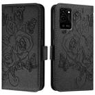 For OPPO A54 4G / A54s / A55 5G / A16 Embossed Rose RFID Anti-theft Leather Phone Case(Black) - 2