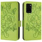 For OPPO A55s 5G / A53s 5G / A56 5G / A16s Embossed Rose RFID Anti-theft Leather Phone Case(Green) - 2