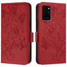 For OPPO A55s 5G / A53s 5G / A56 5G / A16s Embossed Rose RFID Anti-theft Leather Phone Case(Red) - 2