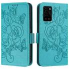 For OPPO A55s 5G / A53s 5G / A56 5G / A16s Embossed Rose RFID Anti-theft Leather Phone Case(Light Blue) - 2