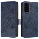 For OPPO A55s 5G / A53s 5G / A56 5G / A16s Embossed Rose RFID Anti-theft Leather Phone Case(Dark Blue) - 2