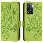 For OPPO A57 4G / A77 4G Embossed Rose RFID Anti-theft Leather Phone Case(Green) - 2