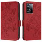 For OPPO A57s 4G / A57e 4G / A77s 4G Embossed Rose RFID Anti-theft Leather Phone Case(Red) - 2