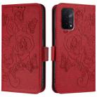 For OPPO A77 5G / A97 5G / Realme V23 Embossed Rose RFID Anti-theft Leather Phone Case(Red) - 2