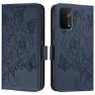 For OPPO A77 5G / A97 5G / Realme V23 Embossed Rose RFID Anti-theft Leather Phone Case(Dark Blue) - 2