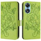 For OPPO A78 5G / A1x 5G Embossed Rose RFID Anti-theft Leather Phone Case(Green) - 2