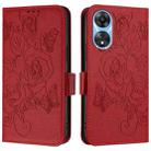 For OPPO A78 5G / A1x 5G Embossed Rose RFID Anti-theft Leather Phone Case(Red) - 2